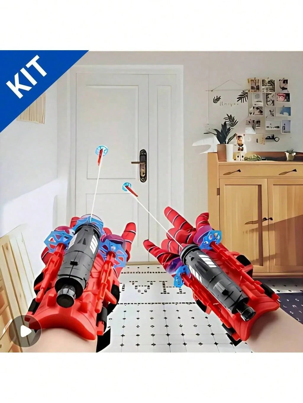 Kit 2 Luvas Lançador de Teia Dardo Brinquedo Aranha Infantil Spider Menino e Menina