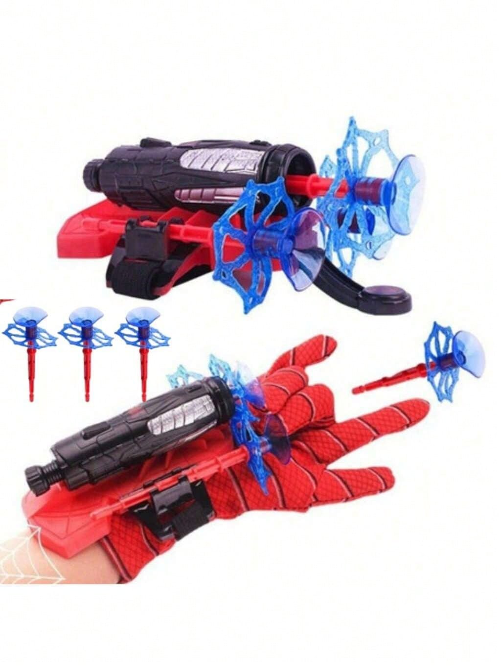 Kit 2 Luvas Lançador de Teia Dardo Brinquedo Aranha Infantil Spider Menino e Menina