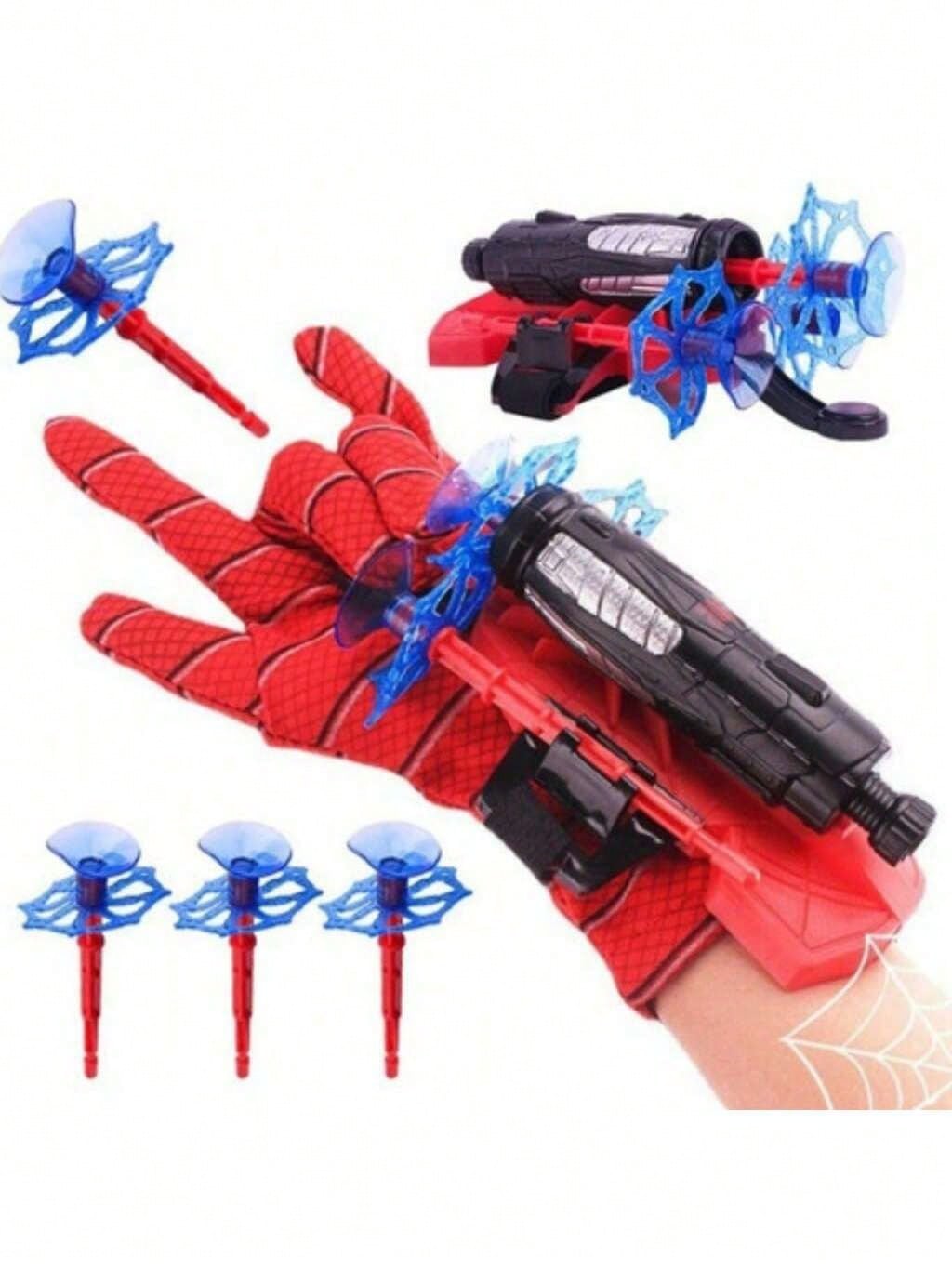 Kit 2 Luvas Lançador de Teia Dardo Brinquedo Aranha Infantil Spider Menino e Menina