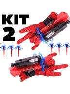 Kit 2 Luvas Lançador de Teia Dardo Brinquedo Aranha Infantil Spider Menino e Menina