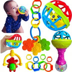 Kit Brinquedos Para Bebê Chocalhos Mordedor Sensorial 5 Peças Brinquedo Infantil Musical Coisas de Bebê Neném Criança Pequena