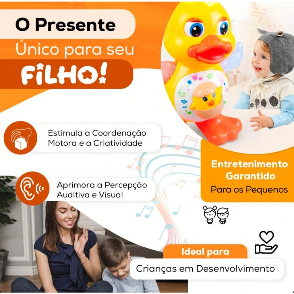 Conjunto de brinquedos musicais com caranguejos e patos, que dançam se movem, têm luzes e sons. Recomendado como presente.