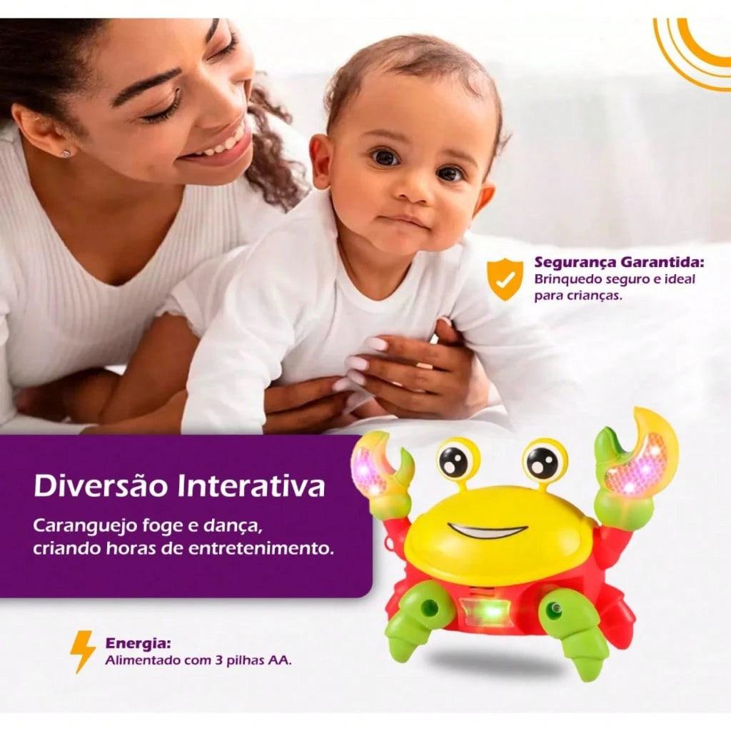 Conjunto de brinquedos musicais com caranguejos e patos, que dançam se movem, têm luzes e sons. Recomendado como presente.