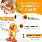 Conjunto de brinquedos musicais com caranguejos e patos, que dançam se movem, têm luzes e sons. Recomendado como presente.