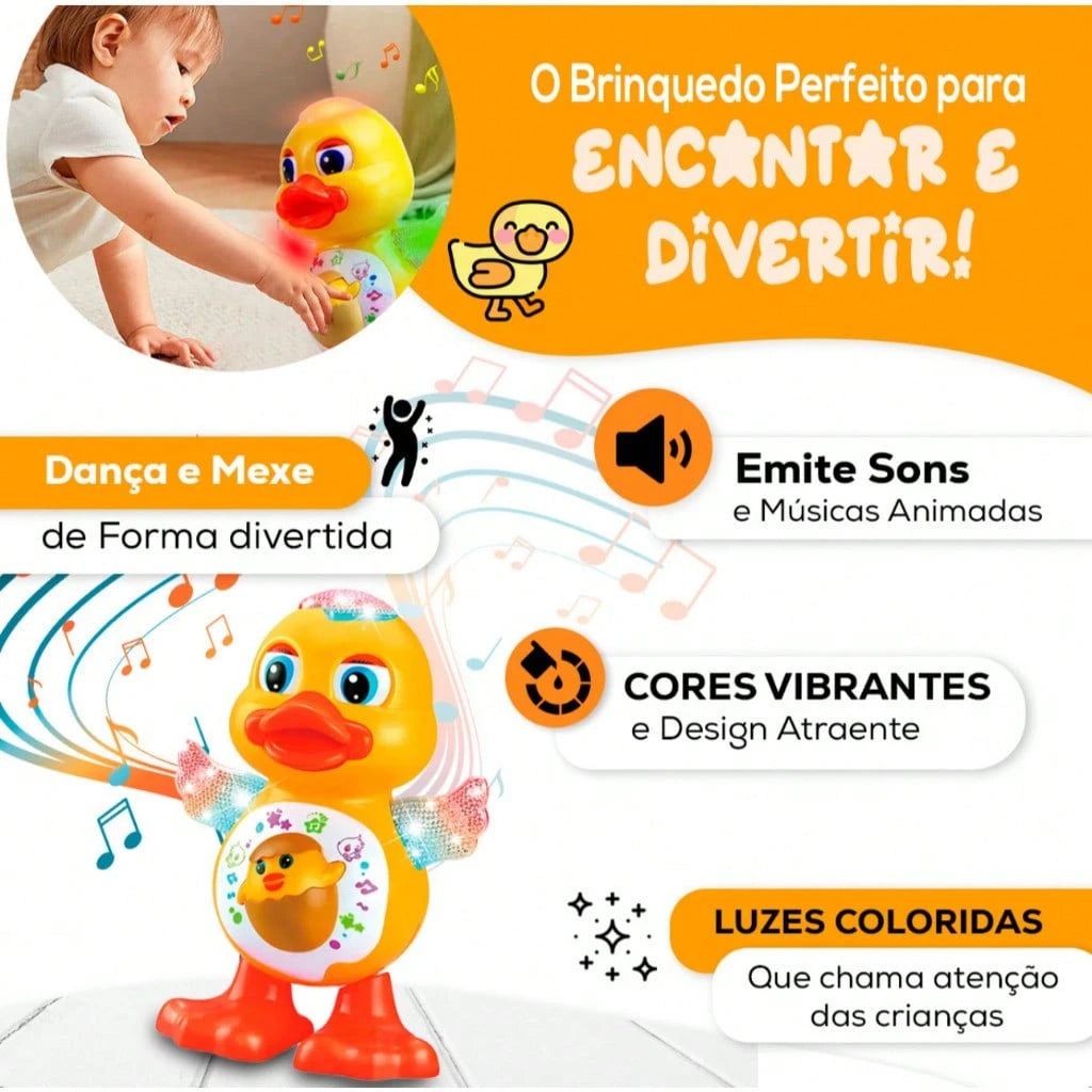 Conjunto de brinquedos musicais com caranguejos e patos, que dançam se movem, têm luzes e sons. Recomendado como presente.