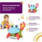 Conjunto de brinquedos musicais com caranguejos e patos, que dançam se movem, têm luzes e sons. Recomendado como presente.