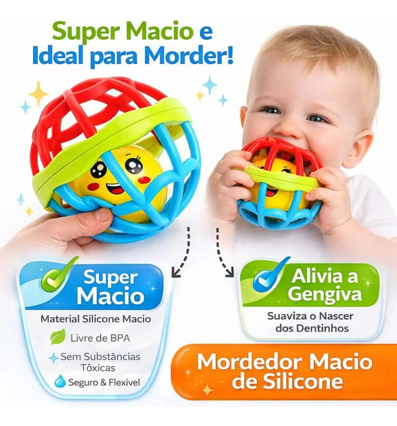 Kit Chocalho e Mordedor Sensorial para Bebê – 8 Peças Coloridas Macias e Seguras para Dentição e Desenvolvimento Infantil