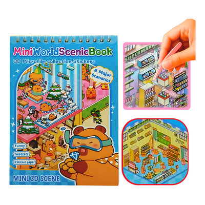 Livro de Cenários Capivaras Fofas Mini, com 6 Folhas de Cenários e 8 Folhas Adesivos com Pinça Kawaii