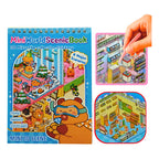 Livro de Cenários Capivaras Fofas Mini, com 6 Folhas de Cenários e 8 Folhas Adesivos com Pinça Kawaii