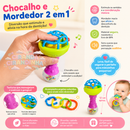 Kit Chocalho e Mordedor Sensorial para Bebê – 8 Peças Coloridas Macias e Seguras para Dentição e Desenvolvimento Infantil