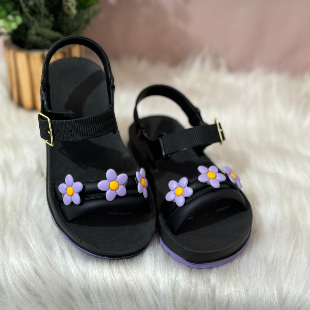 Sandália 3 Flores Infantil - Confortável Casual