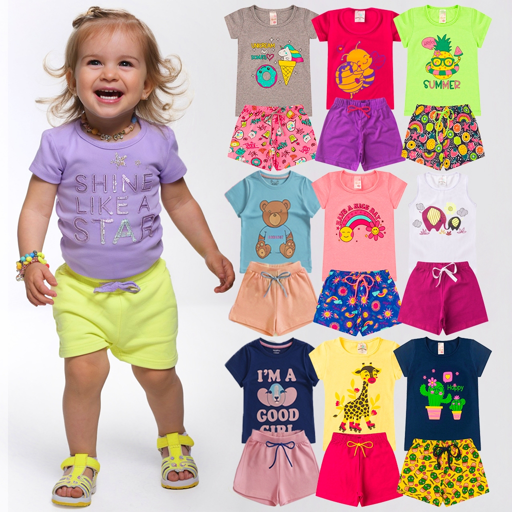 Kit 10 Peças Roupa Infantil Menina Conjunto Verão Feminino Tamanho 1 ao 14