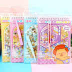 Livro de Cenários Capivaras Fofas Mini, com 6 Folhas de Cenários e 8 Folhas Adesivos com Pinça Kawaii