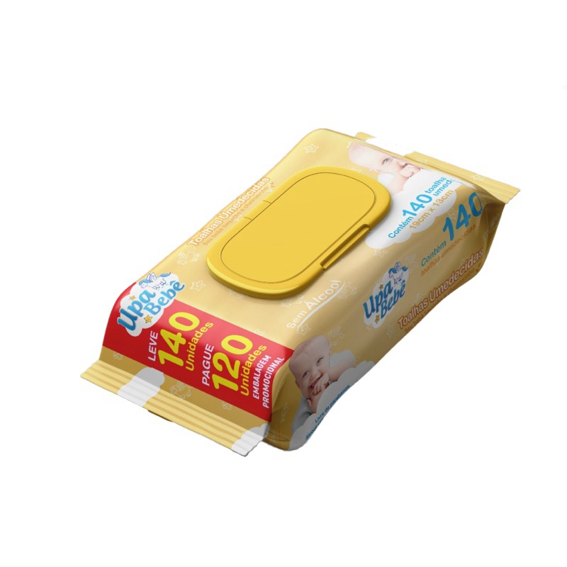 Kit 1680 lenços/Toalhas umedecidas Upa bebe caixa com 12 pacotes 140 und cada
