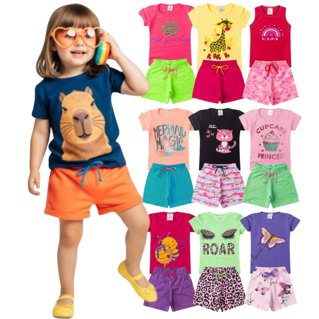 Kit 10 Peças Roupa Infantil Menina Conjunto Verão Feminino Tamanho 1 ao 14