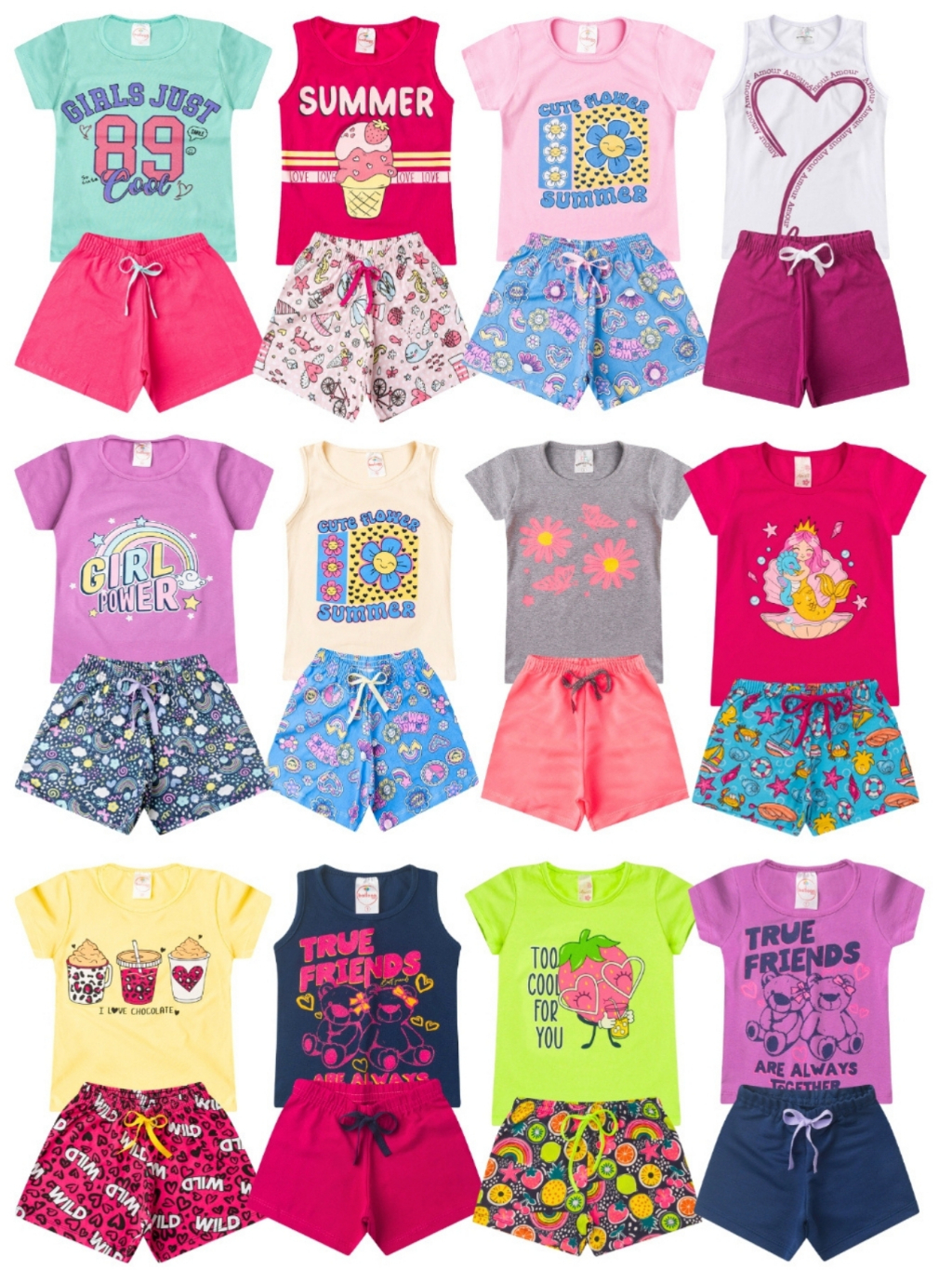 Kit 10 Peças Roupa Infantil Menina Conjunto Verão Feminino Tamanho 1 ao 14
