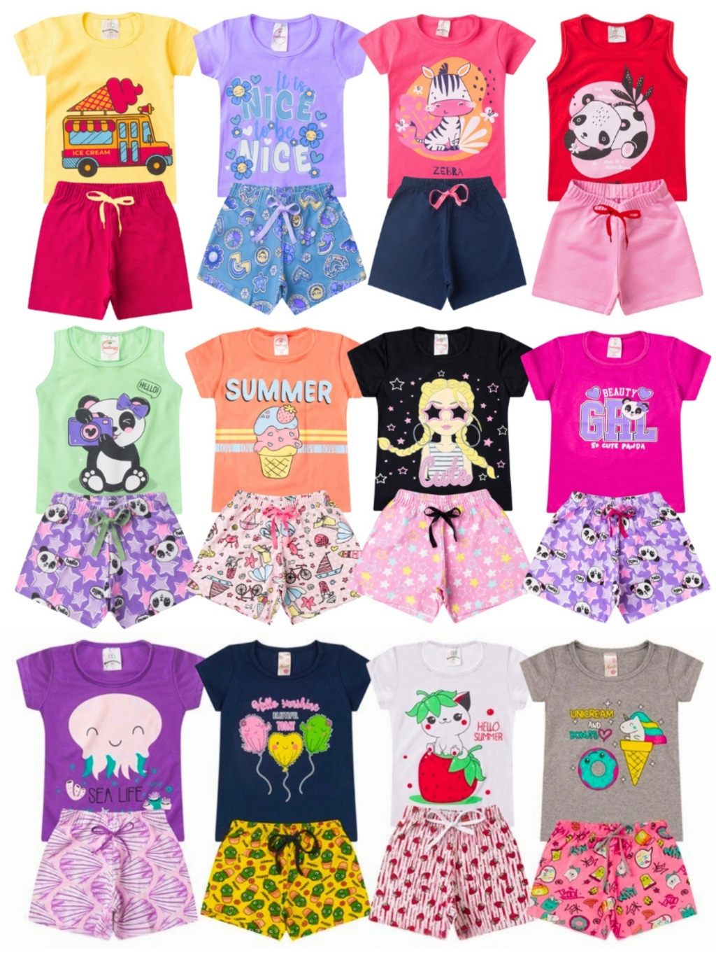Kit 10 Peças Roupa Infantil Menina Conjunto Verão Feminino Tamanho 1 ao 14