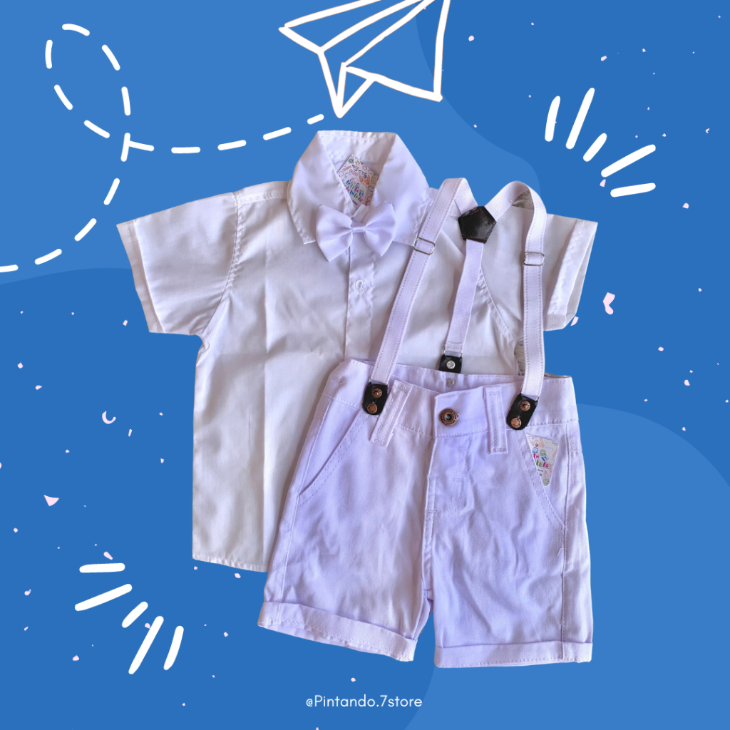 Roupa de BATIZADO infantil conjunto pajem menino festa batismo acompanha camisa, gravata, bermuda