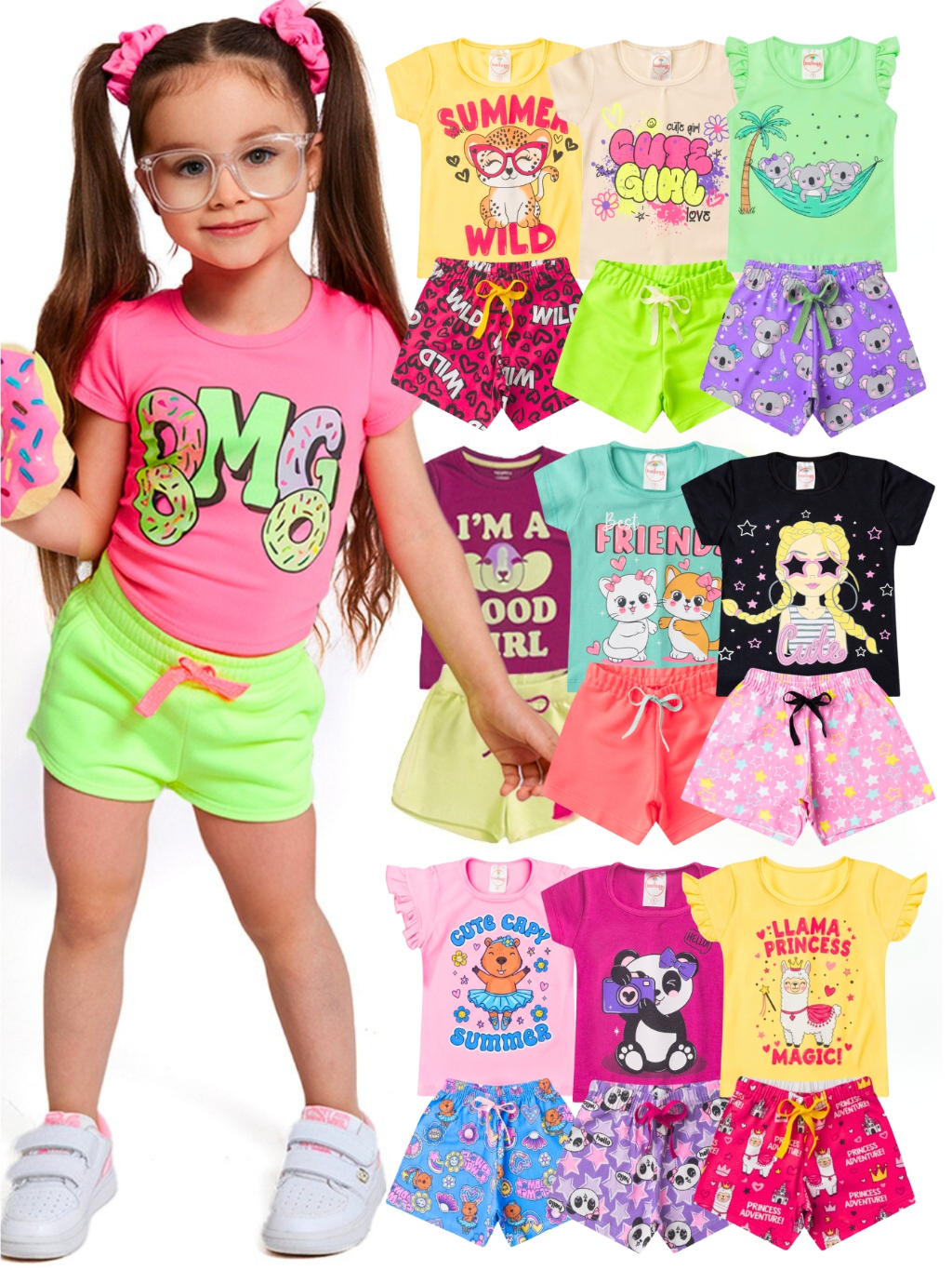 Kit 10 Peças Roupa Infantil Menina Conjunto Verão Feminino Tamanho 1 ao 14