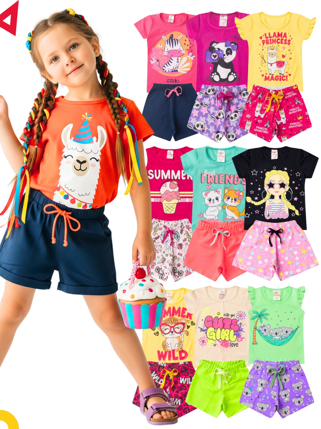 Kit 10 Peças Roupa Infantil Menina Conjunto Verão Feminino Tamanho 1 ao 14