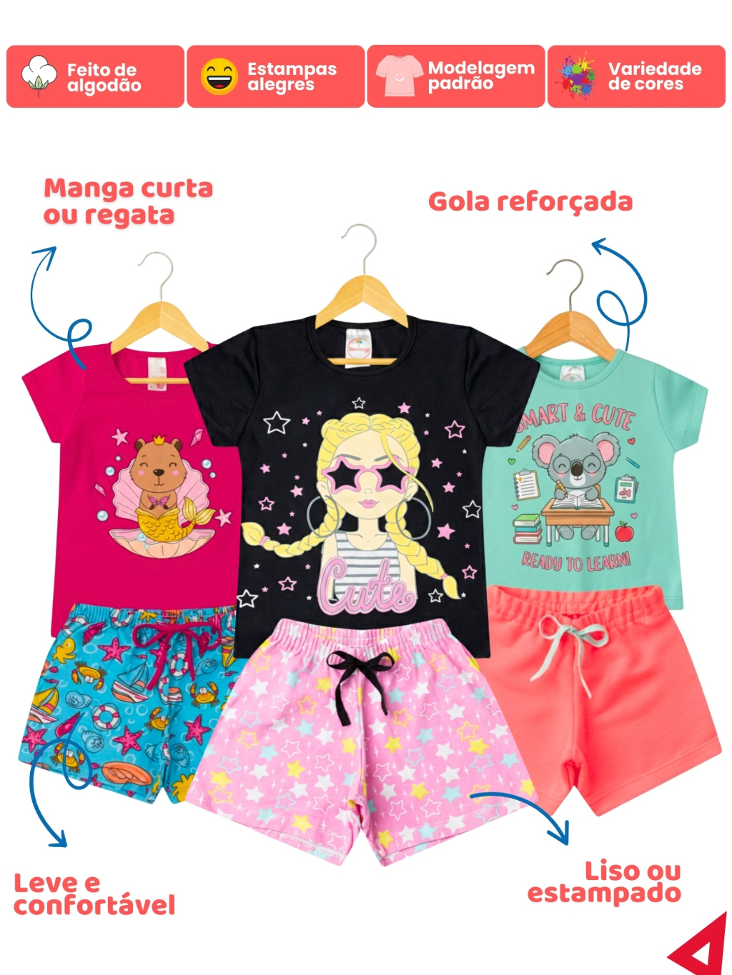 Kit 10 Peças Roupa Infantil Menina Conjunto Verão Feminino Tamanho 1 ao 14