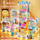 Casinha de Boneca com 14 Quartos - Inclui Corda de Luzes | Brinquedo para Crianças Presente De Aniversário