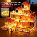 Casinha de Boneca com 14 Quartos - Inclui Corda de Luzes | Brinquedo para Crianças Presente De Aniversário