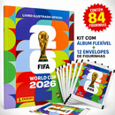 Kit Álbum + 84 Figurinhas Copa Do Mundo Fifa 2026 Panini 12 Envelopes
