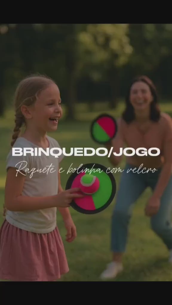 Kit 2 raquetes Velcro + Bola De Tênis Esporte Infantil Bate Gruda Frescobol