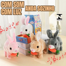Brinquedo De Pelúcia Coelhinho Elétrico com LED MUSICAL Infantil Caminhar e Pular coelho da Páscoa