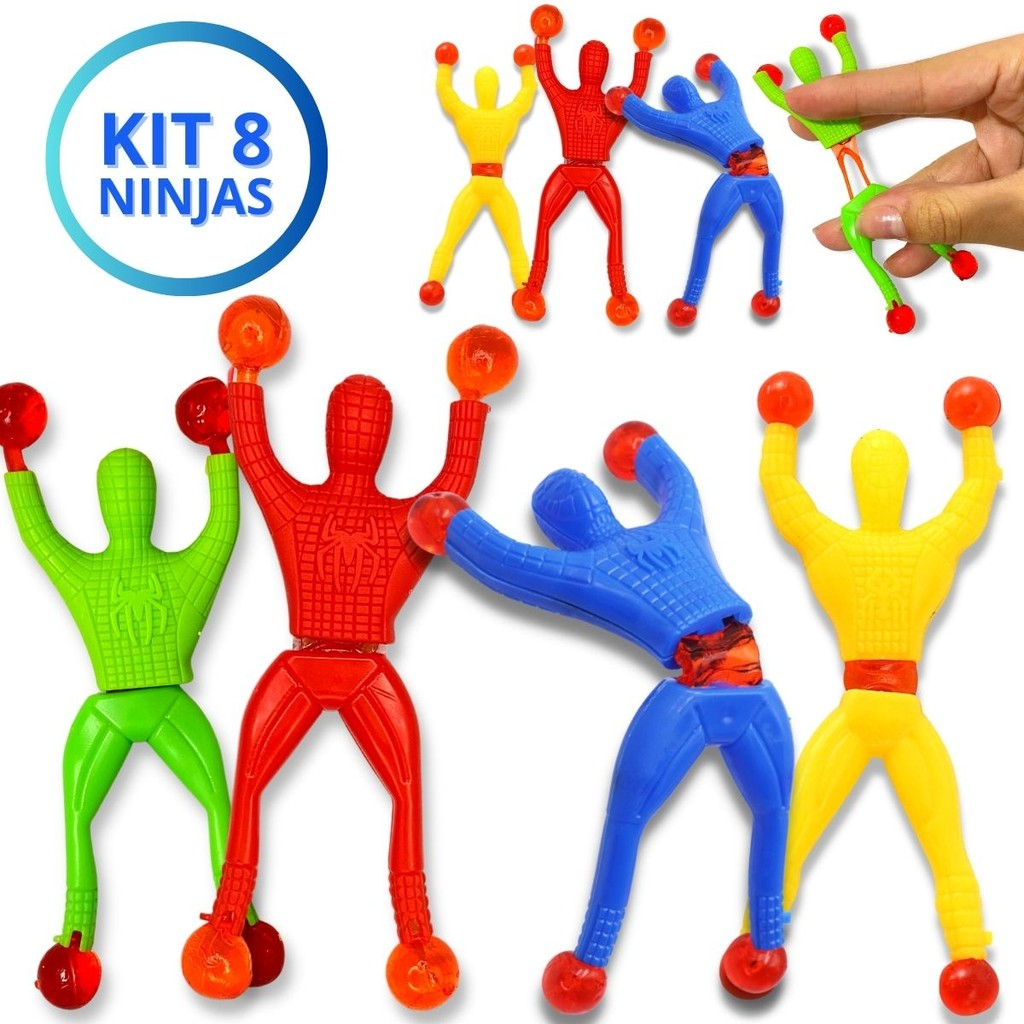Kit 8 Boneco Ninja Que Gruda Na Parede De Brinquedo Infantil