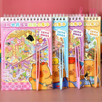 Livro de Cenários Capivaras Fofas Mini, com 6 Folhas de Cenários e 8 Folhas Adesivos com Pinça Kawaii