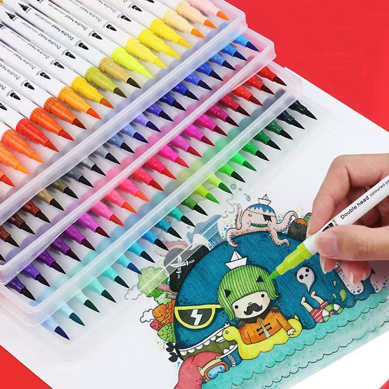 Caneta Brush Pen Kit Com 12/24/36/48/60/80 Cores com ponta dupla pincel estilo-LC
