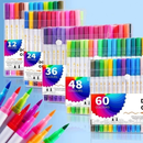 Caneta Brush Pen Kit Com 12/24/36/48/60/80 Cores com ponta dupla pincel estilo-LC