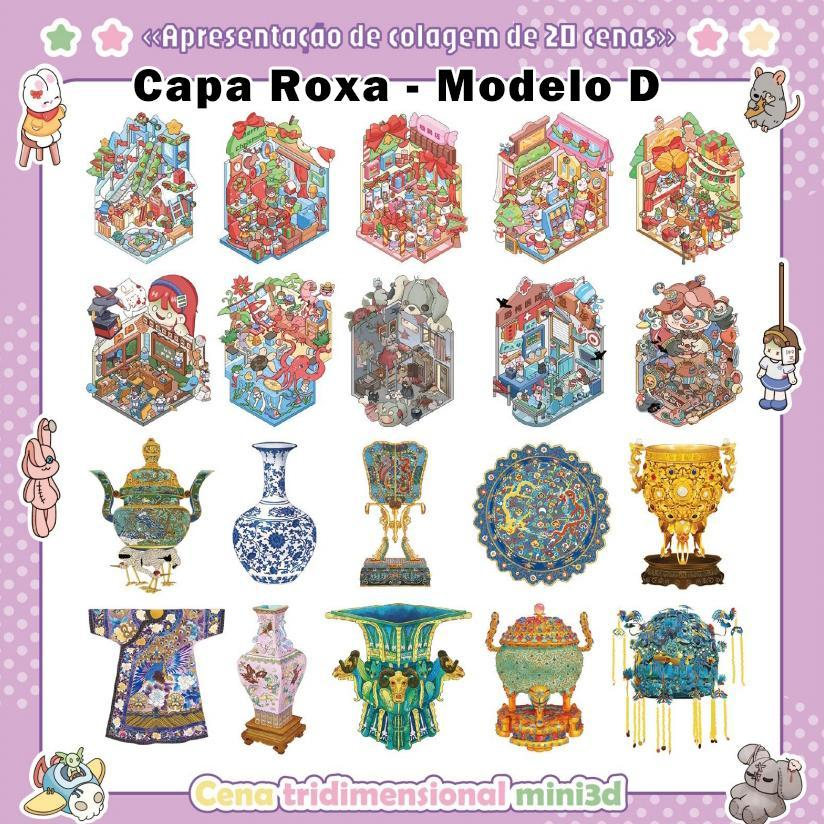 Caderno De Adesivos 3D De Microcenas – 20 Cenas Diversas, 40 Páginas | DIY Relaxante & Educativo